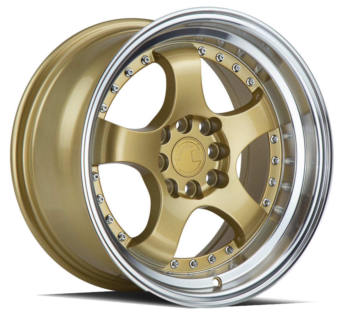 Aodhan AH03 16x8 4x100/114.3 +15 Gold w/Machined Lip - DriverMod Industries