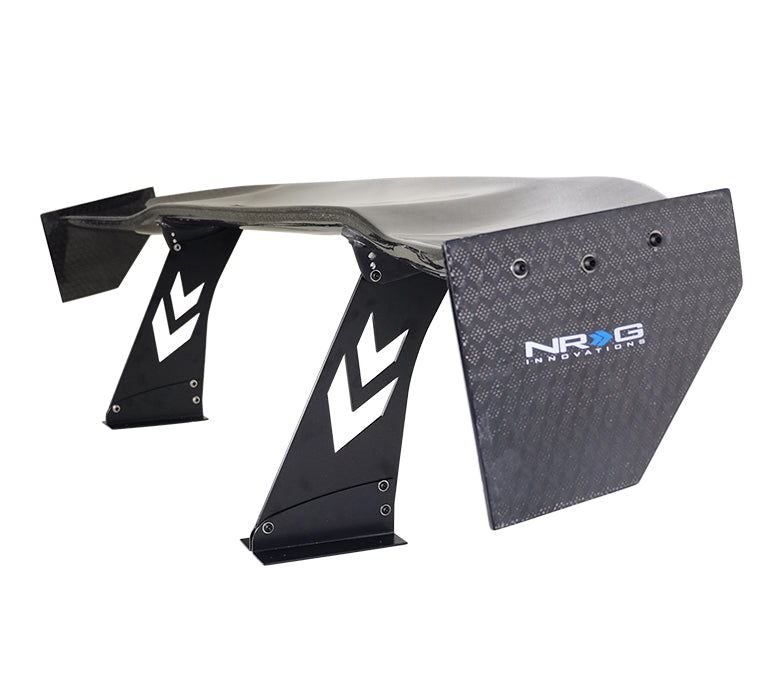 NRG CARB-A692NRG Universal 69" Carbon Fiber Spoiler with Diamond Weave Honey Pattern with NRG Logo, Stand Cut Out, Large Side Plate