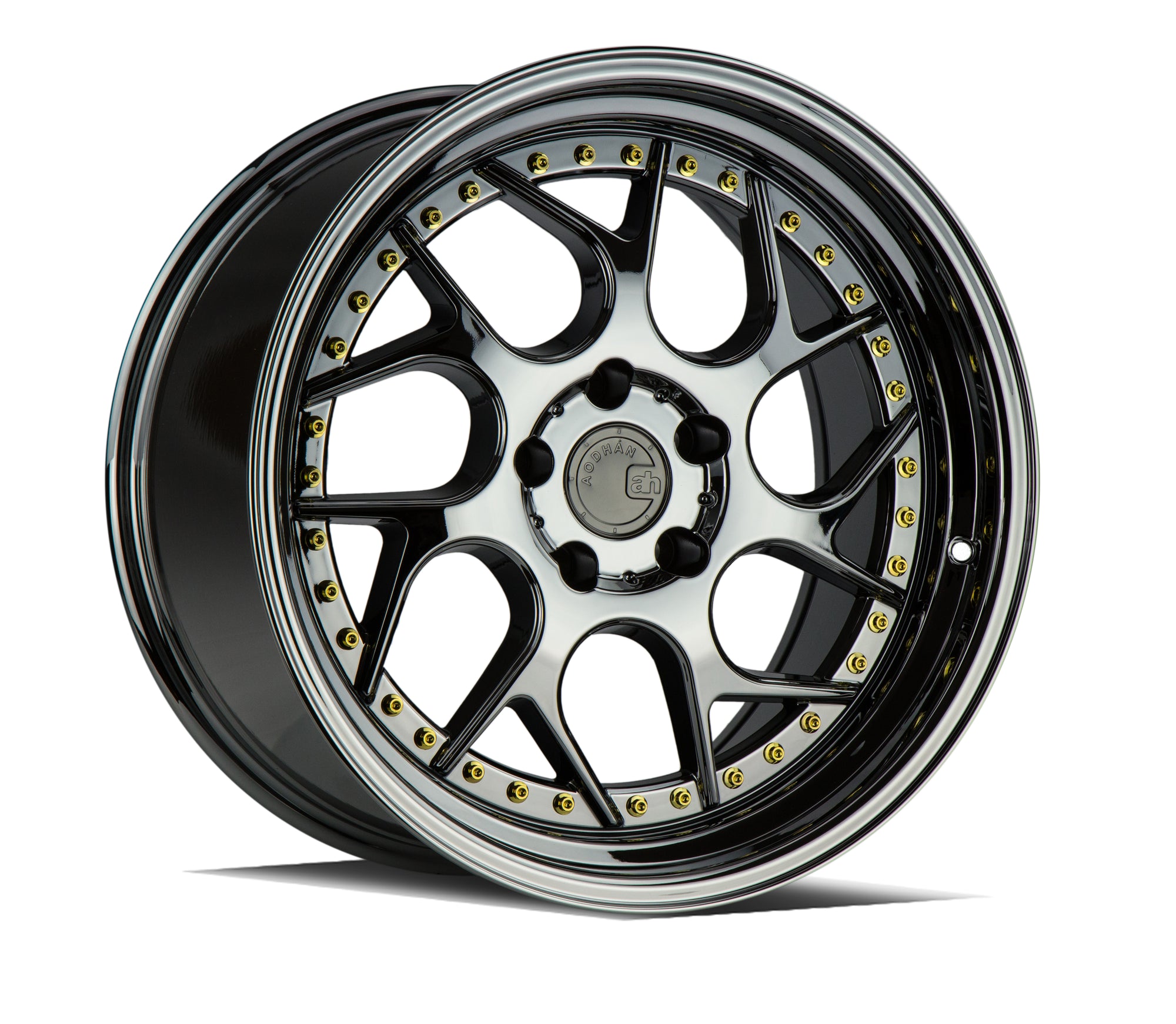 Aodhan DS01 19x9.5 5x114.3 +22 Black Vacuum W/ Gold Rivets