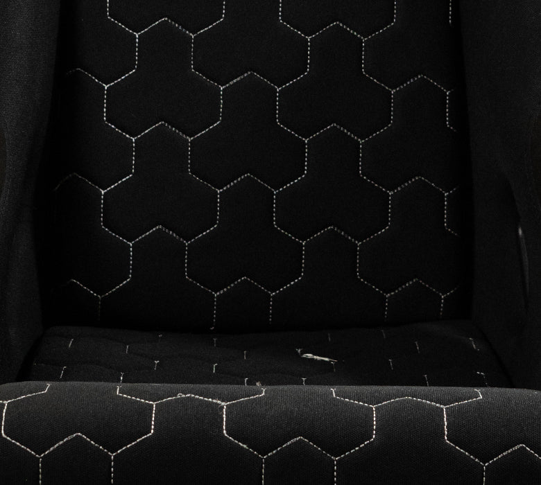 NRG SC-300-GS02BK Black with White Stitching Hex Geometric FRP Bucket Seat Cushion