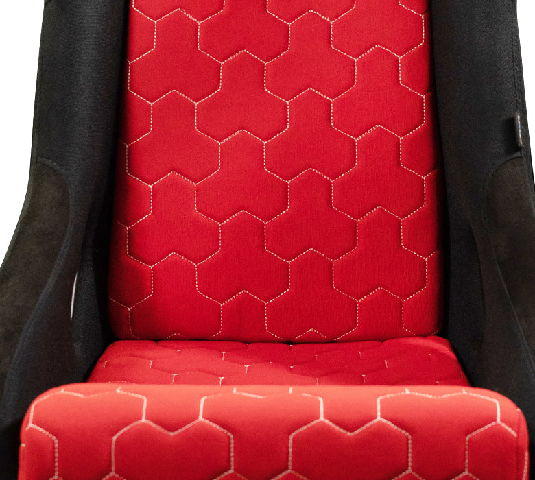 NRG SC-300-GS02RD Red White Stitching Hex Geometric FRP Bucket Seat Cushion