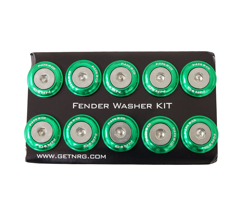NRG FW-100GN Green Rivets for Plastic Fender Washer Kit (Set of 10)