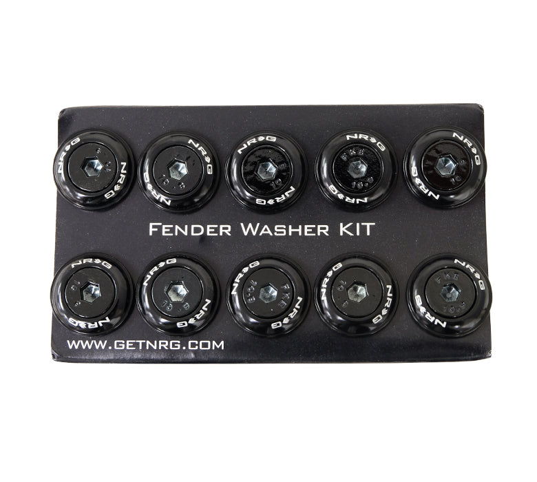 NRG FW-150BK Black with Color Matched Bolts Rivets for Plastic Fender Washer Kit (Set of 10) - M6 Sizes Fits 10mm Bolts