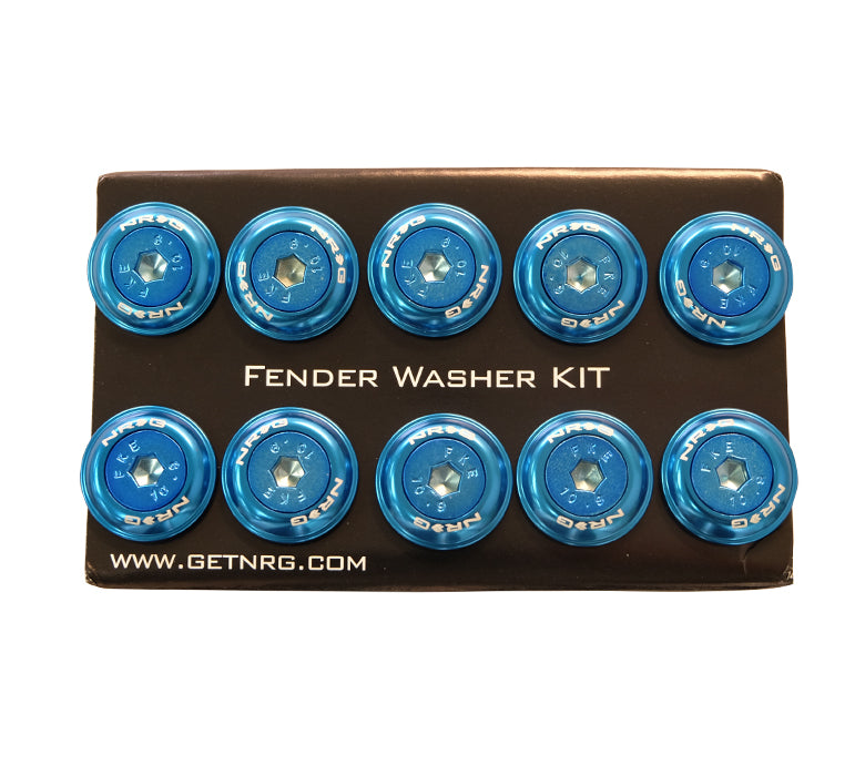 NRG FW-150BL Blue with Color Matched Bolts Rivets for Plastic Fender Washer Kit (Set of 10) - M6 Sizes Fits 10mm Bolts