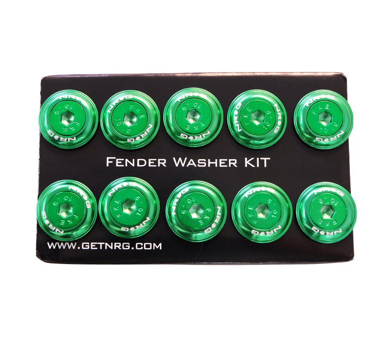 NRG FW-150GN Green with Color Matched Bolts Rivets for Plastic Fender Washer Kit (Set of 10) - M6 Sizes Fits 10mm Bolts
