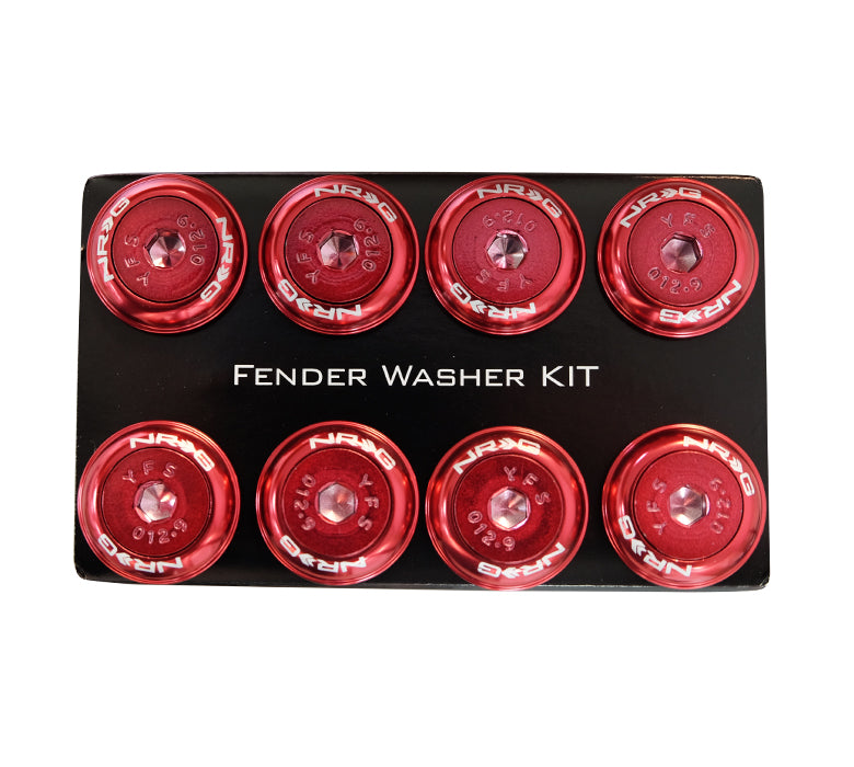 NRG FW-800RD Red with Color Matched Bolts Rivets for Plastic Fender Washer Kit (Set of 8) - M8 Size Fits 12mm Bolts