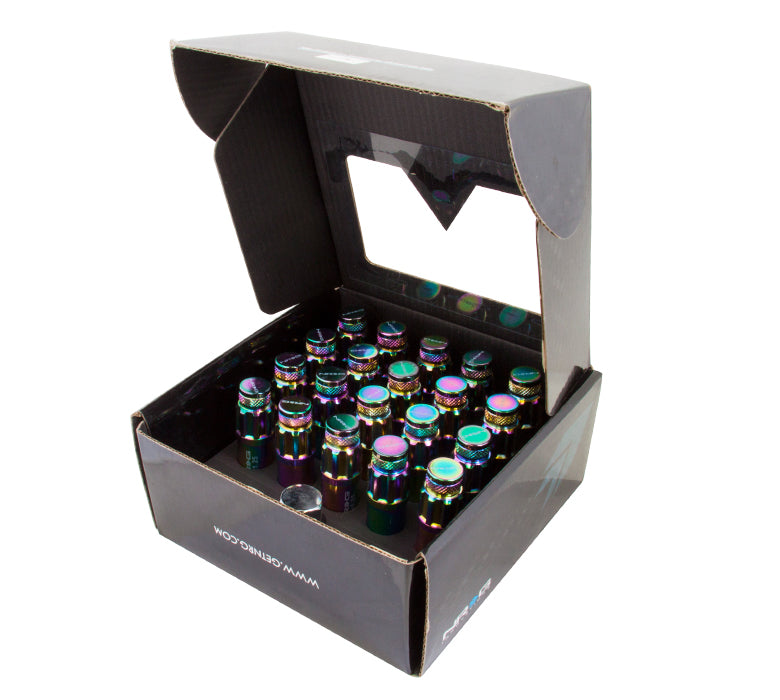 NRG LN-LS710MC-21 Neochrome With Locks & Lock Socket M12 x 1.25 Steal Lug Nut With Dust Cap Cover (Set of 21)