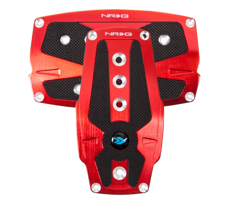 NRG PDL-250RD Brushed Red Aluminum Sport Pedal with Black Rubber Inserts (Automatic Transmission)