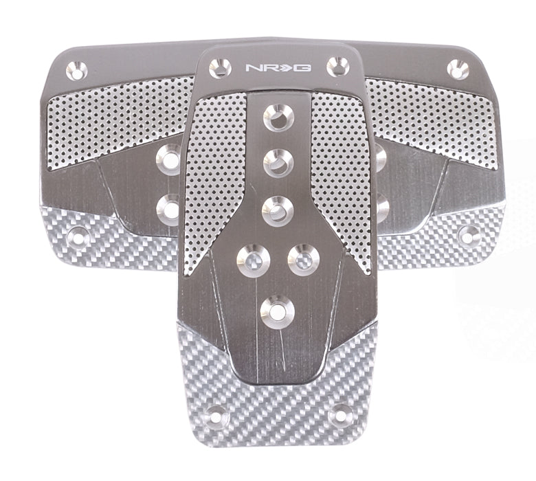 NRG PDL-450GM Aluminum Sport Pedal Gun Metal with Silver Carbon (Automatic Transmission)