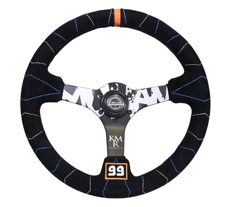 NRG RST-036MB-S-KMR 350mm Kyle Mohan Suede Signature Steering Wheel