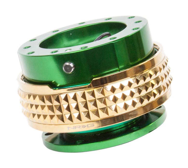 NRG SRK-210GN-CG Green Body / Chrome Gold Pyramid Ring Quick Release Gen 2.1