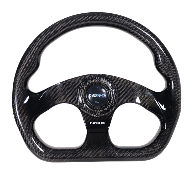 NRG ST-009CF/BK-1 320mm Shinny Black Flat Bottom Carbon Fiber Steering Wheel