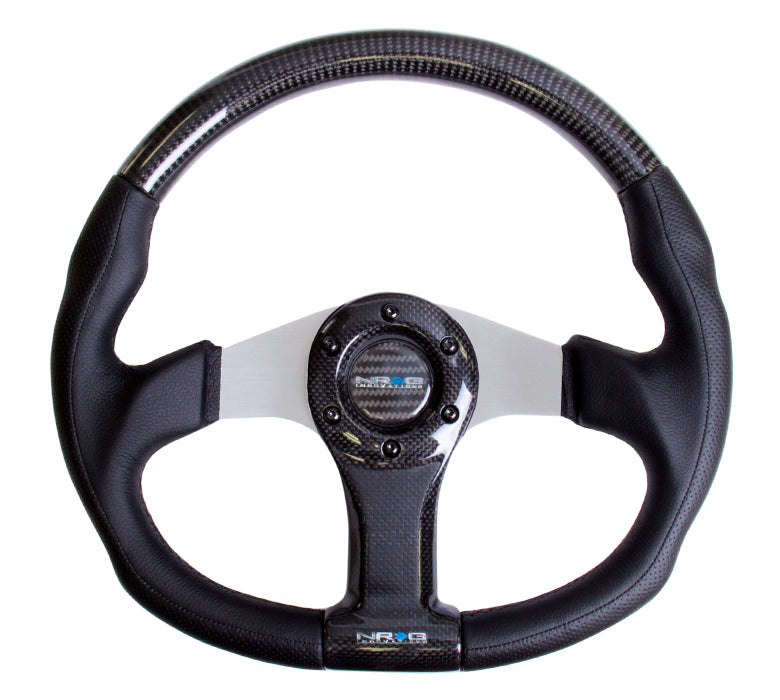 NRG ST-013CFSL 350mm Silver Oval Carbon Fiber Steering Wheel