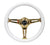 NRG ST-015CG-WT 350mm Gold Spokes - White Grip 3 Chrome Classic Wood Grain Wheel