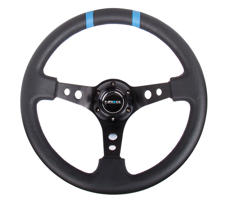 NRG RST-016R-BK 350mm Leather Reinforced Steering Wheel